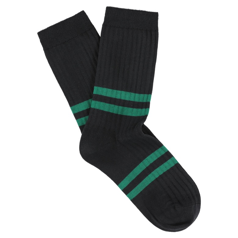 Stripe socks - off black / green