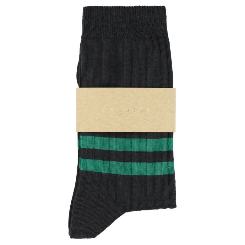 Stripe socks - off black / green - Image 2