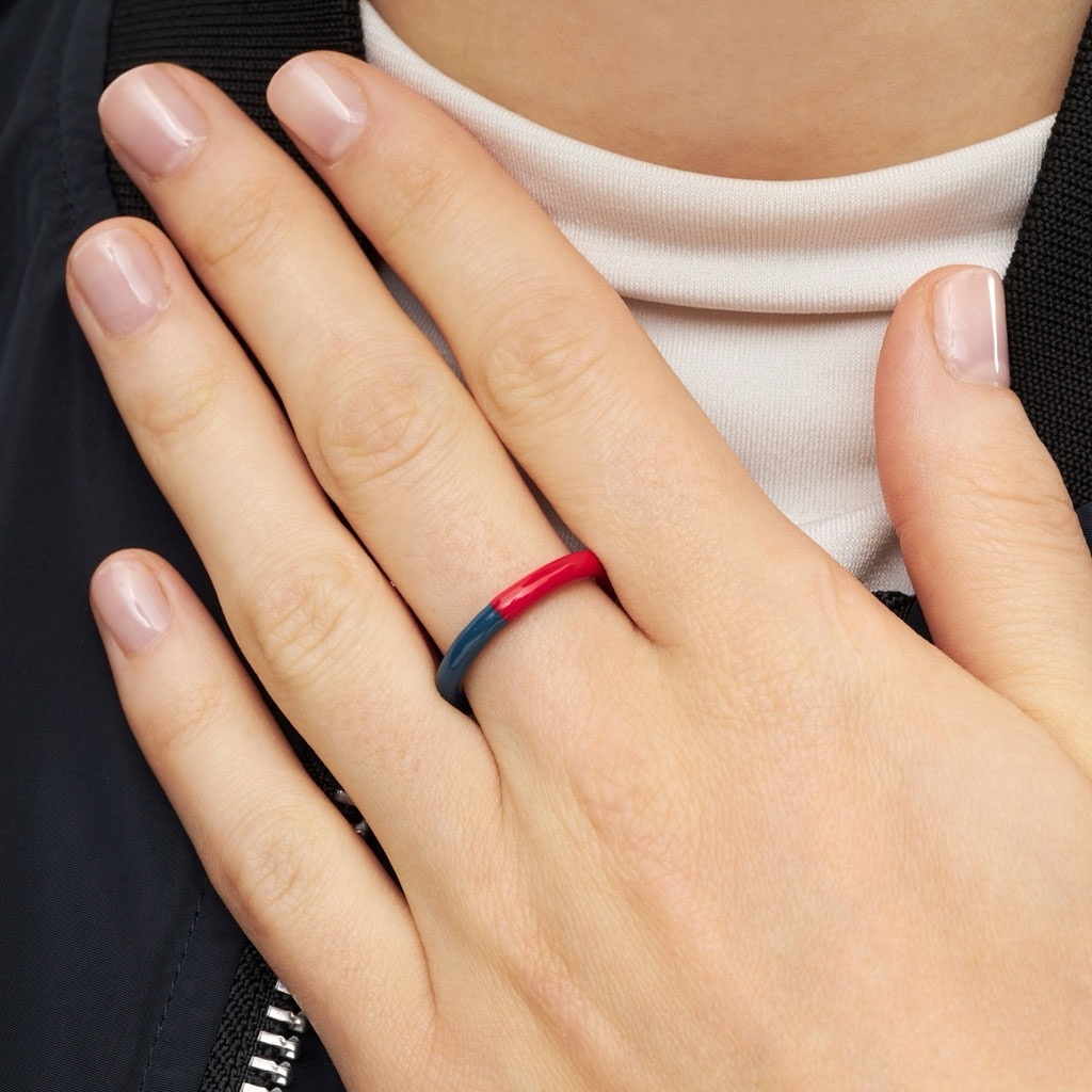 Double color ring - retro dark blue/hot coral - Image 4