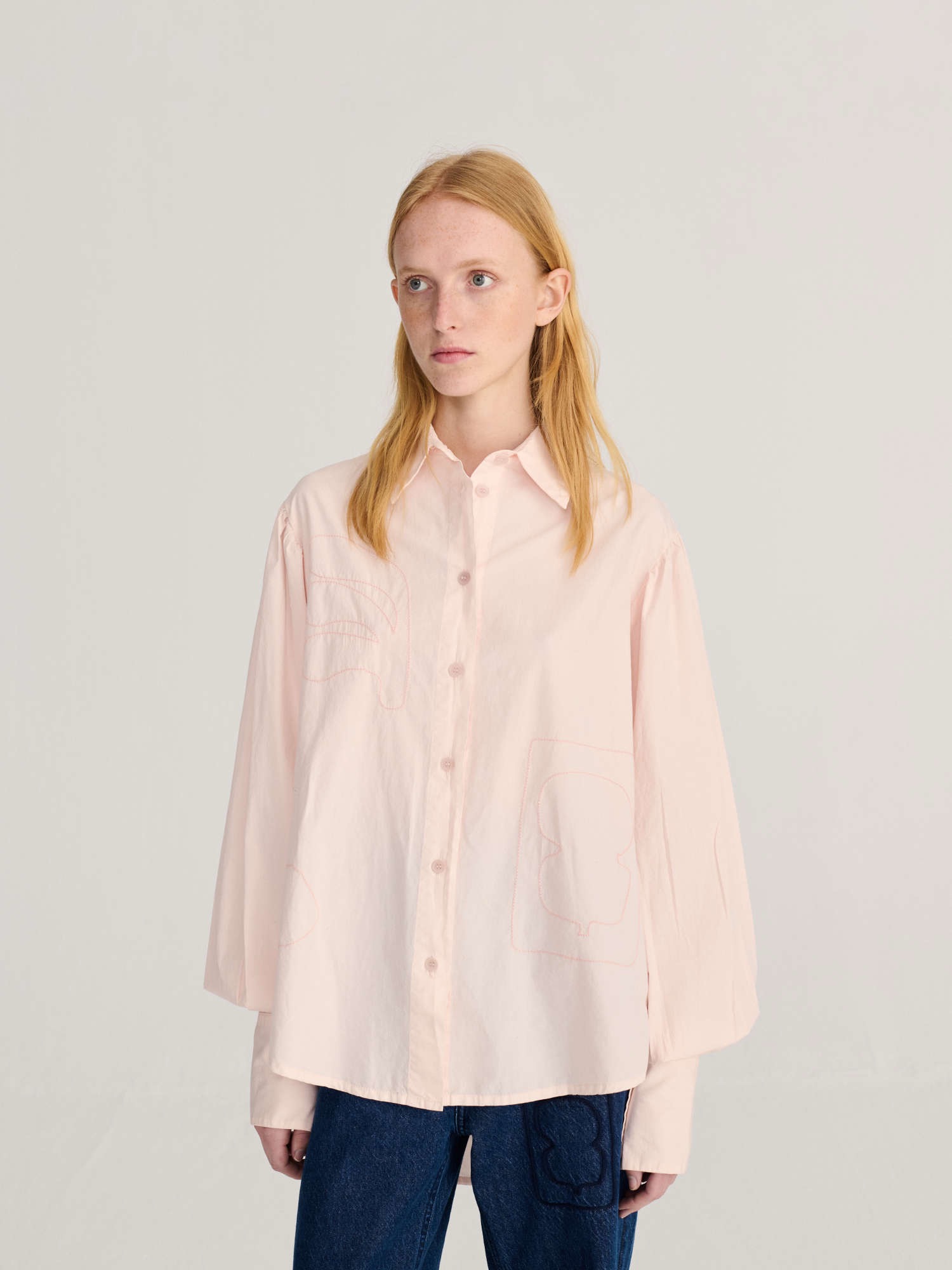 Plant seal embroidery shirt